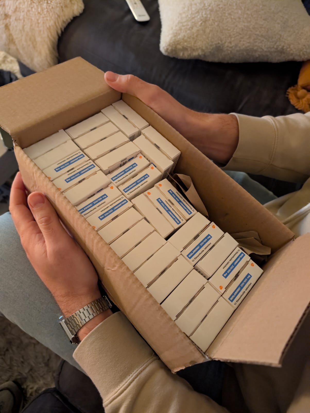 Malaria tabletten in een doos